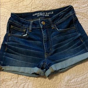 AE hi-rise shortie jean shorts